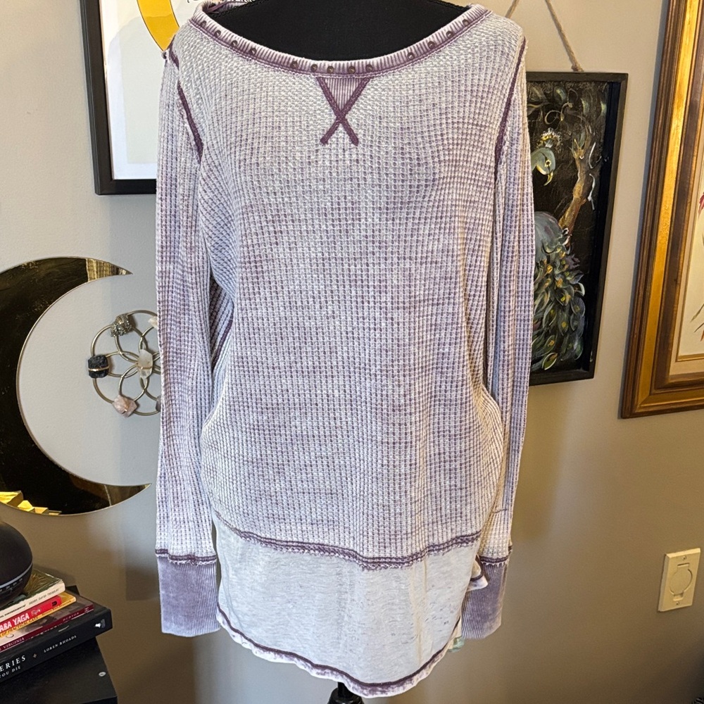 We The Free Purple and White Tunic Knit Thermal Top M
